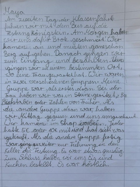 Bericht von Maya, Kl. 4a